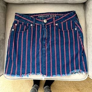American Eagle USA Striped Denim Skirt
